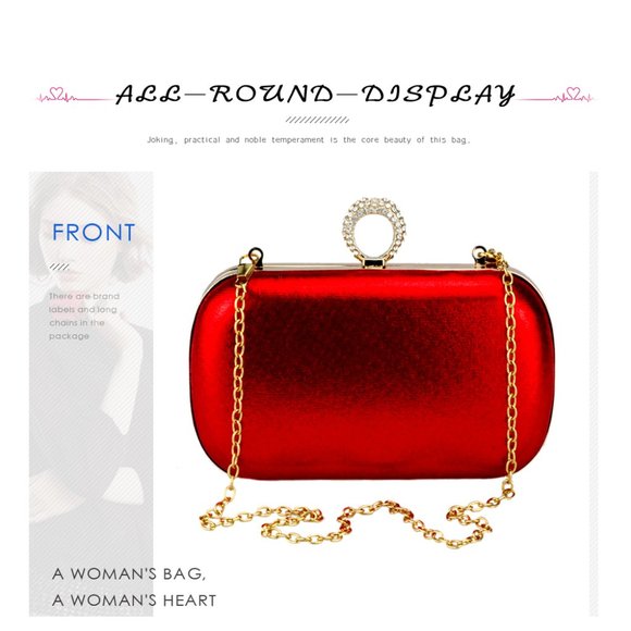 None Handbags - New Silk Clothing Red Gold diamond clutch